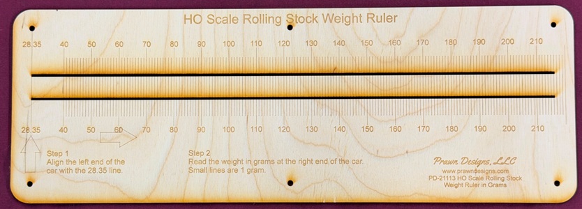 HO Rolling Stock Weight Ruler